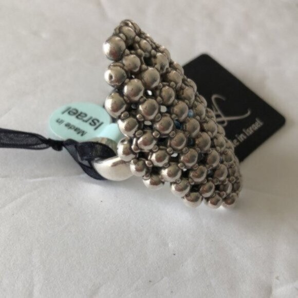 E&L Israel Statement Popcorn Ring Sterling Silver Electroform  Sz. 7 - Picture 13 of 15